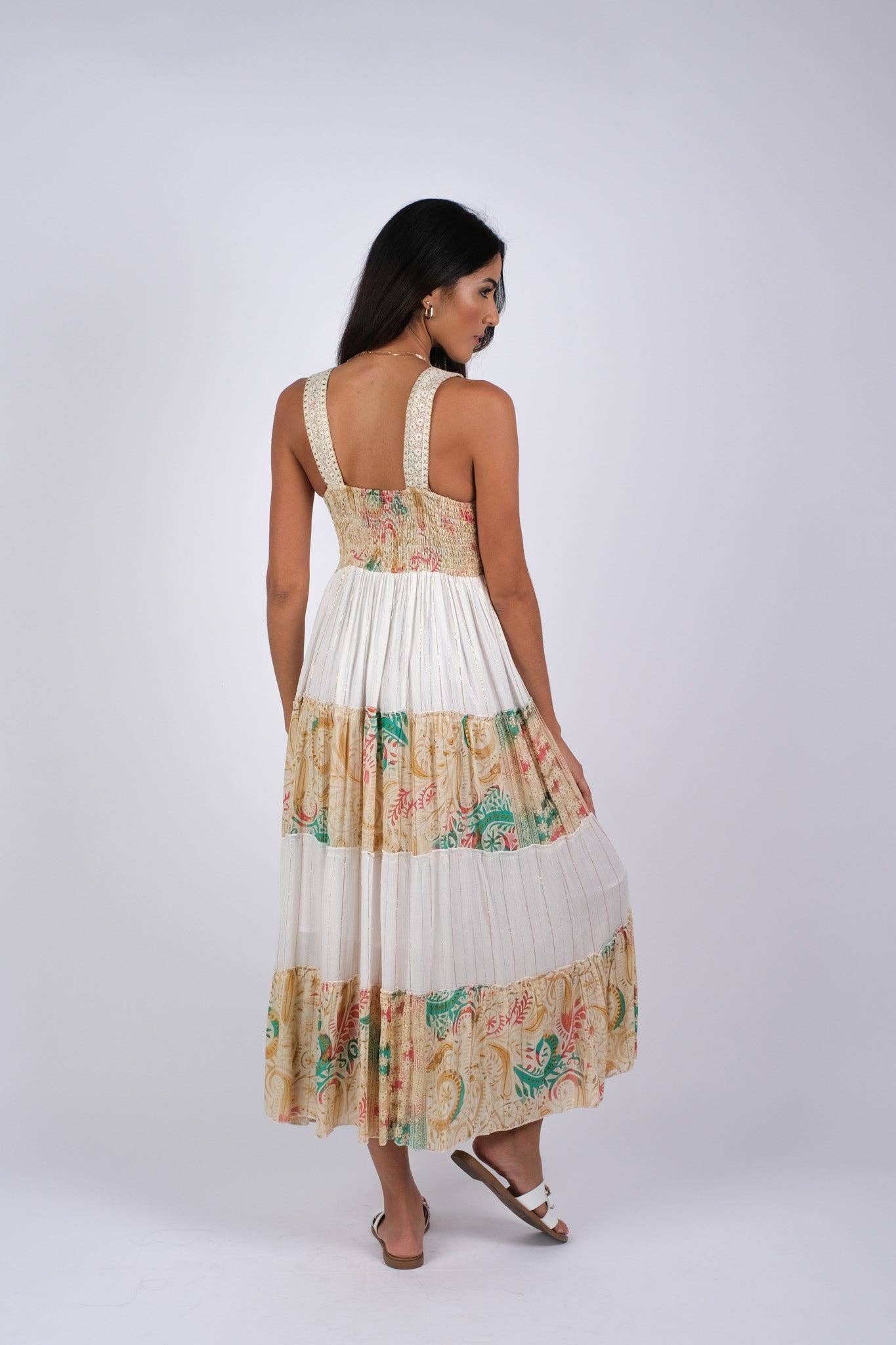 White Tiered Bohemian Maxi Dress