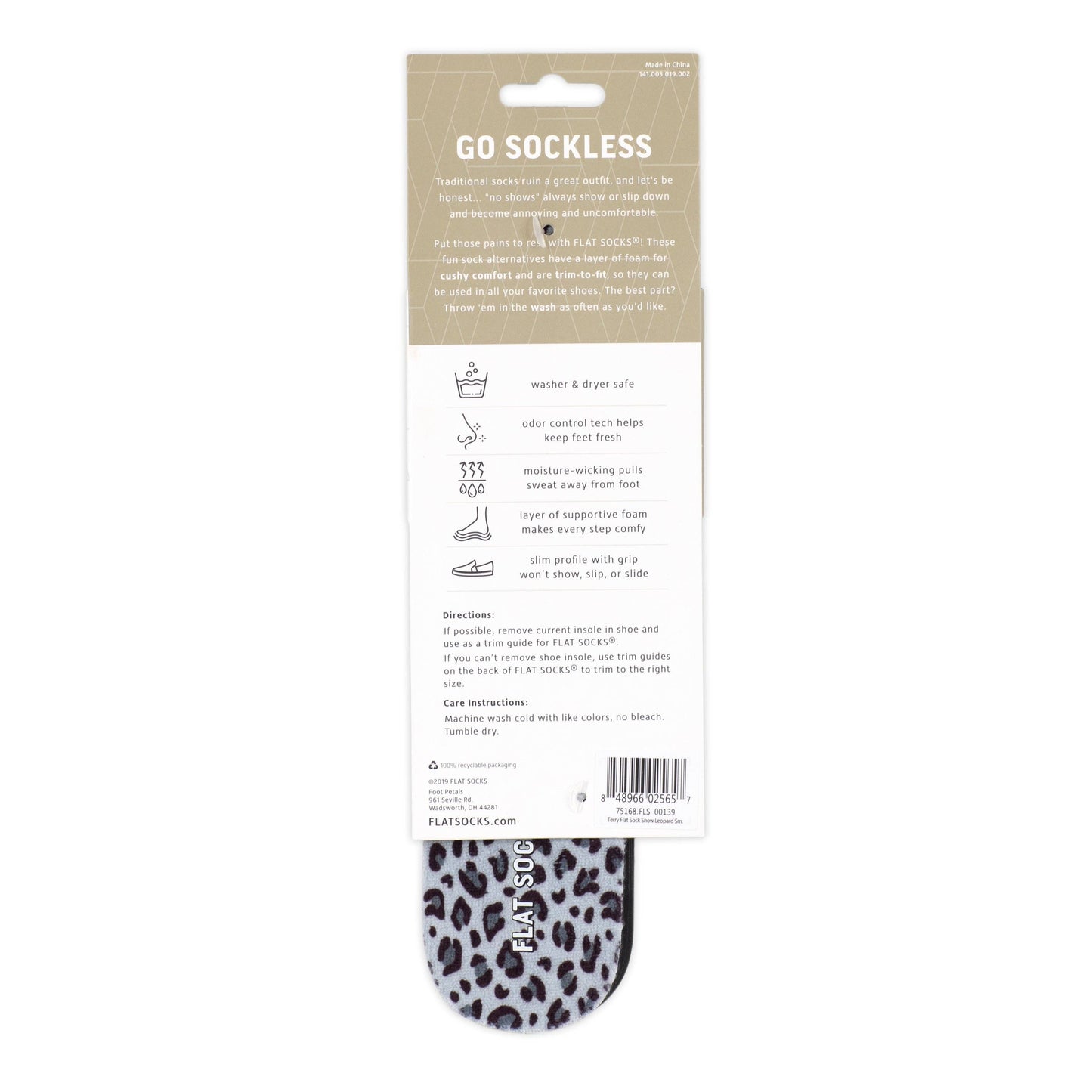 FLAT SOCKS - Snow Leopard Print FLAT SOCKS