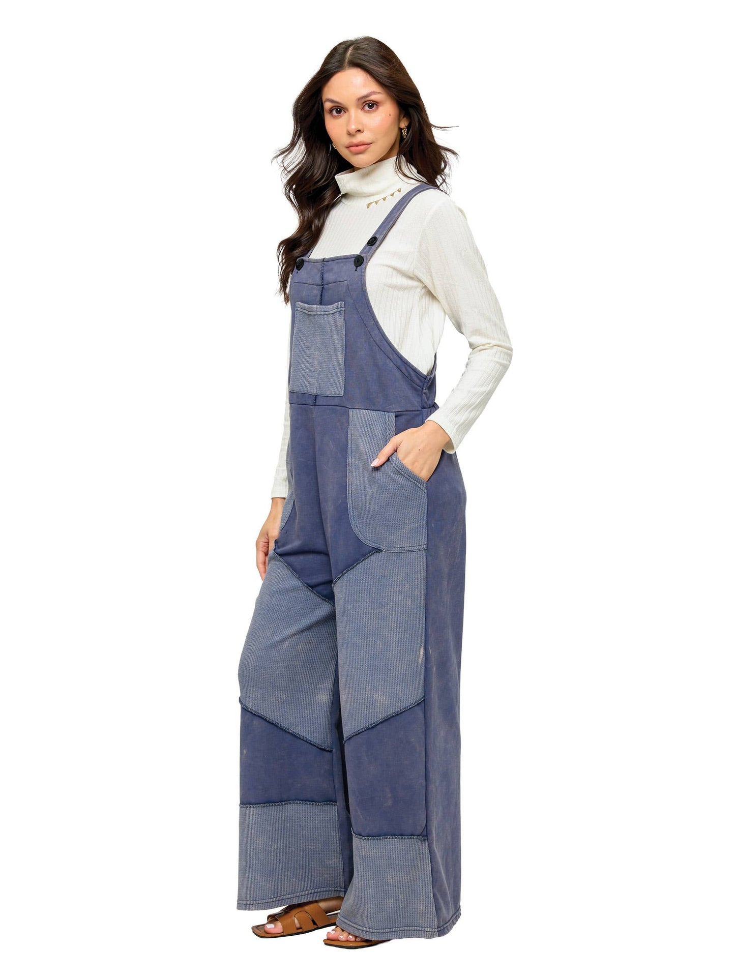 Overall Patchwork Free Spirit Waffle Knit