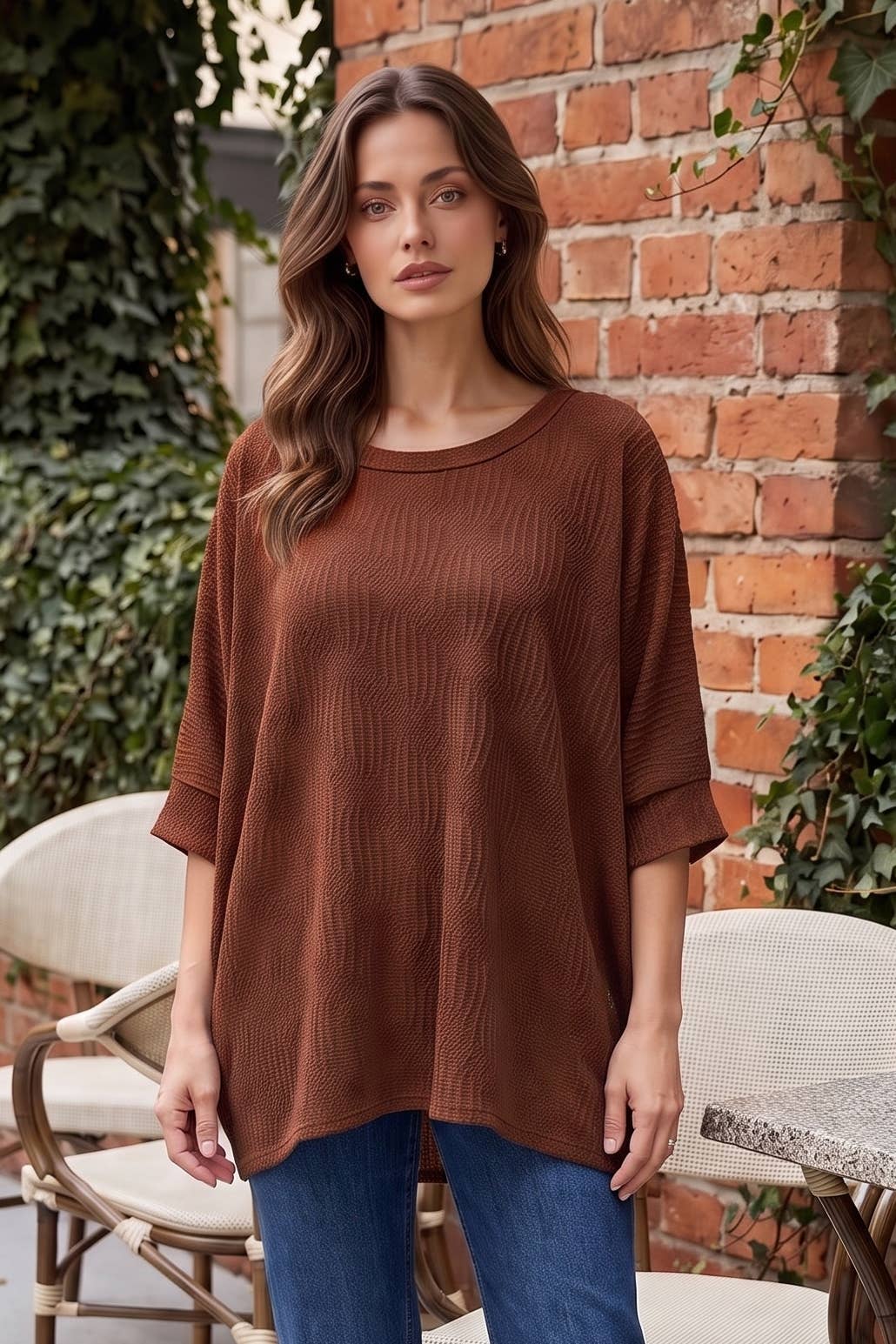Oversized Crochet Knit Top