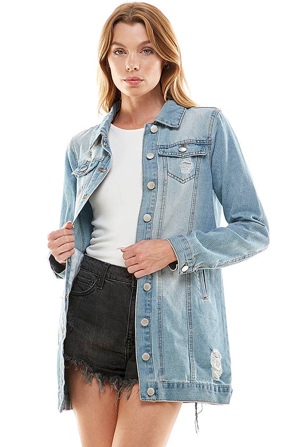 Long denim jacket