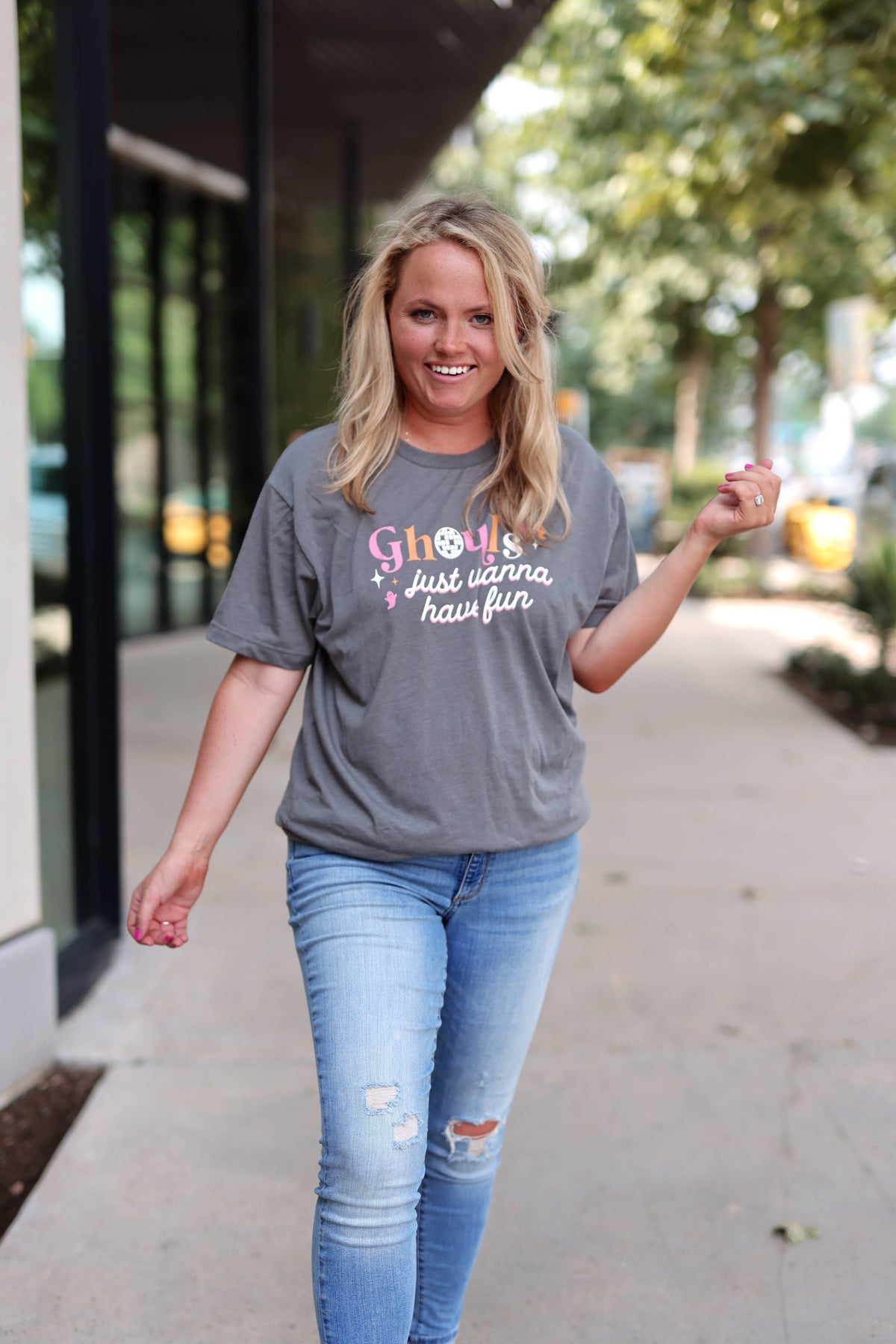 Halloween Graphic Tee -Ghouls Just Wanna Have Fun - Graphite