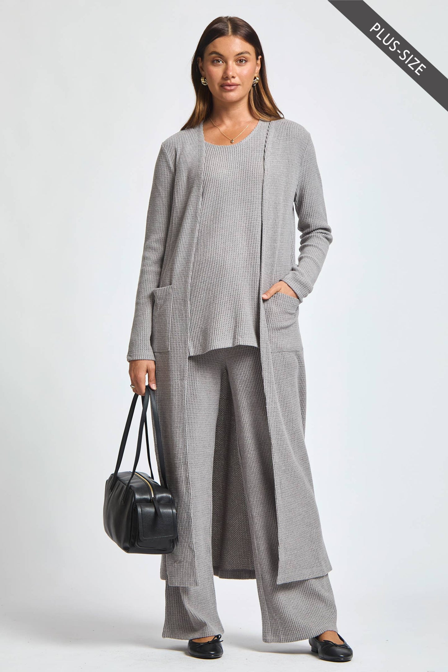 Dear Scarlett - PLUS SIZE Thermal Sleeveless Tank + Cardigan + Relaxed Pants
