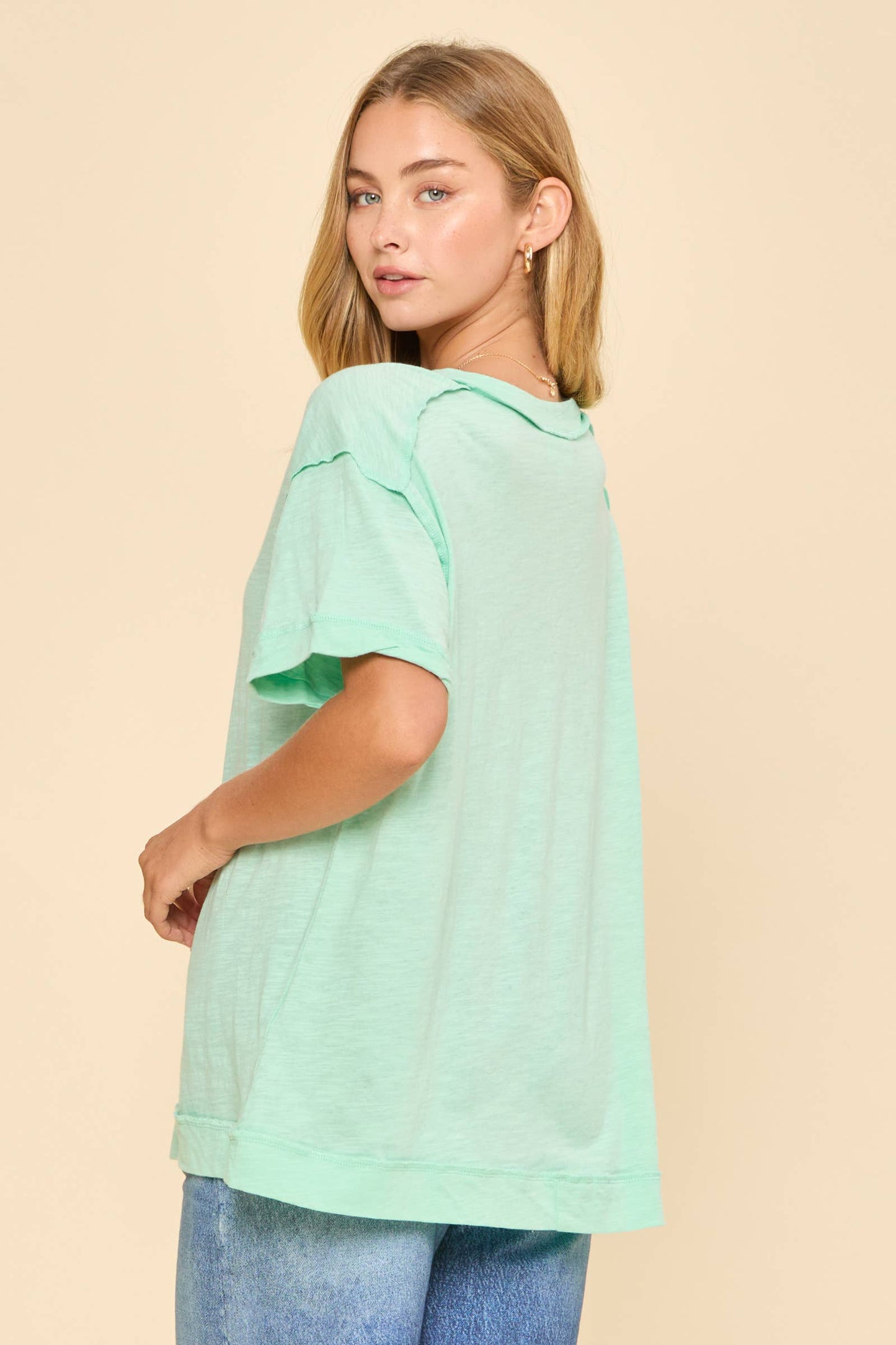 V-Neck Cotton Knit Top