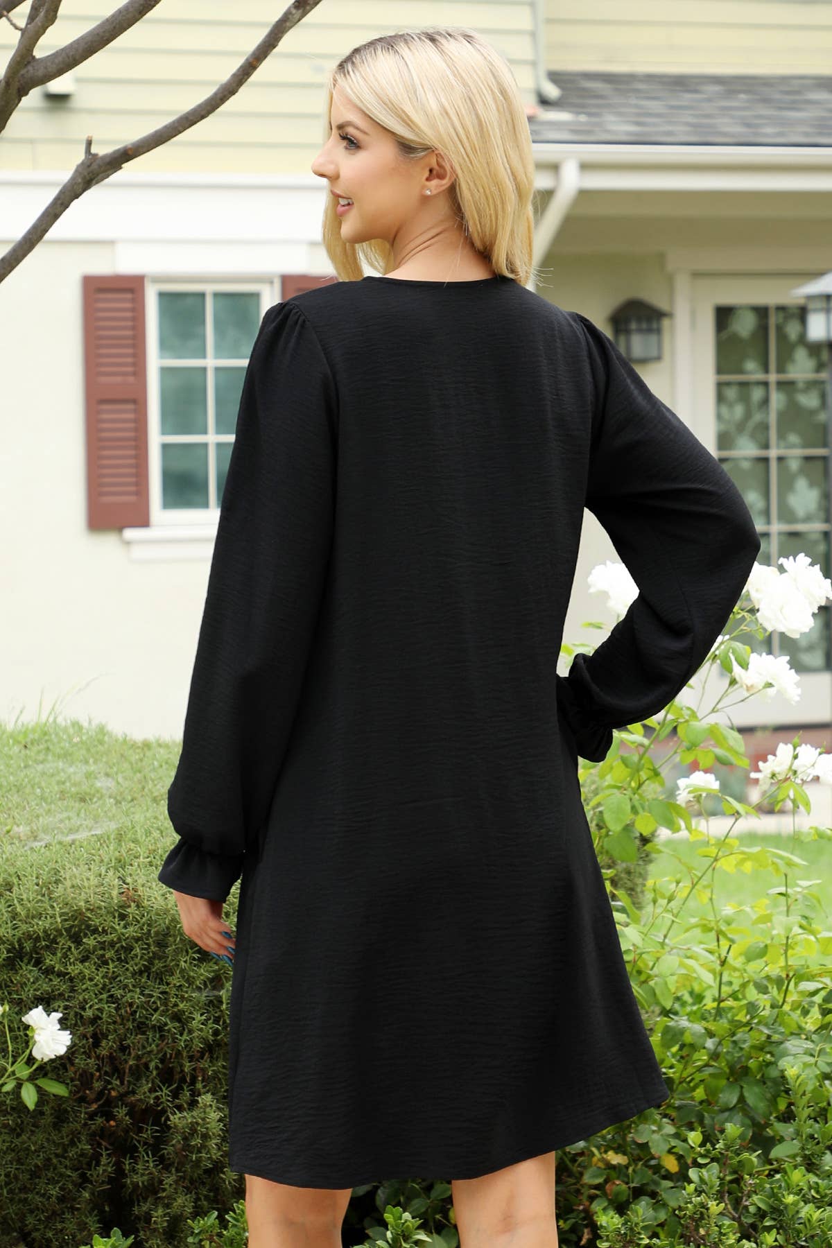 Collared neckline woven dress