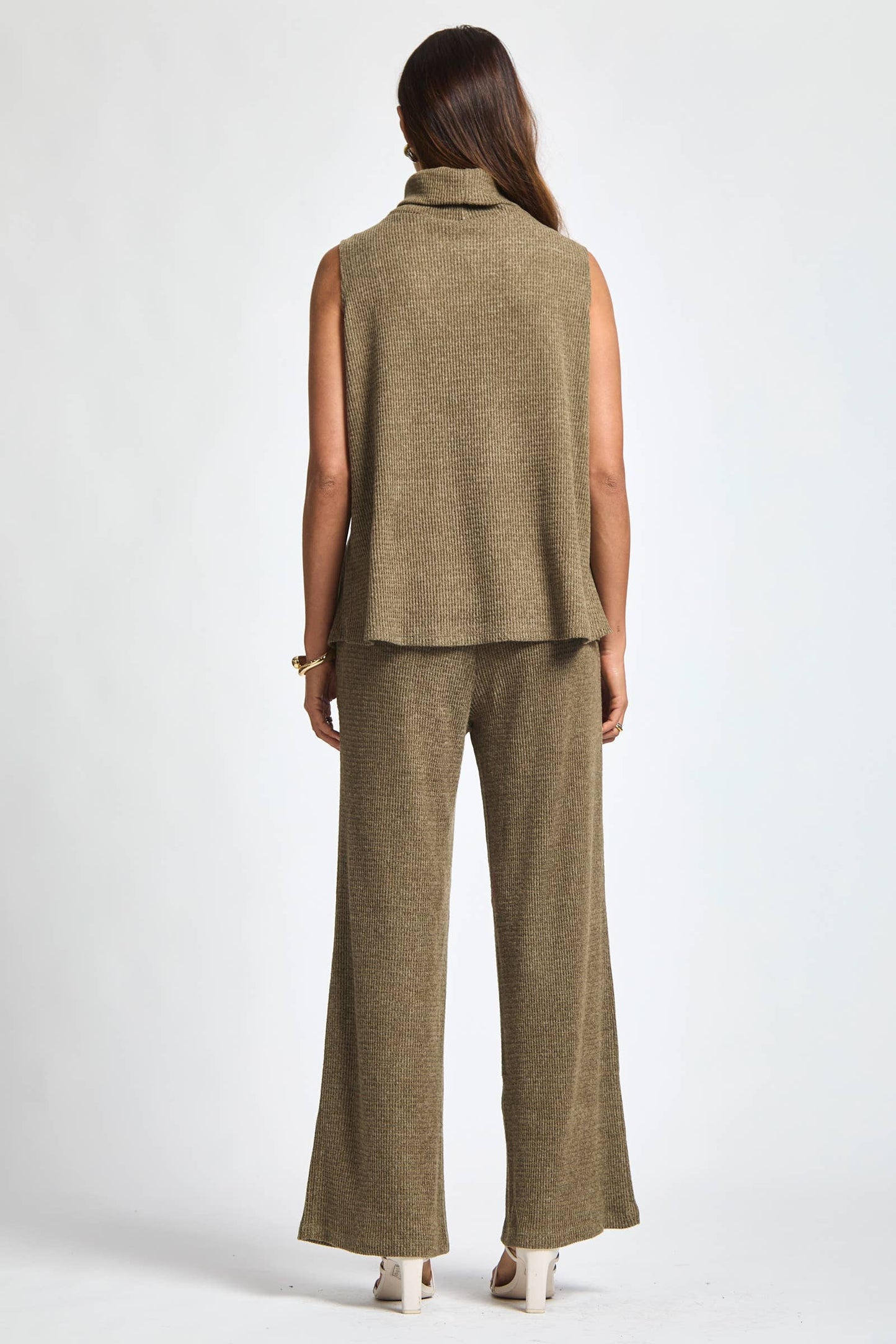 Dear Scarlett - 3 Piece Set Cowl Neck Tank Top + Cardigan + Pants