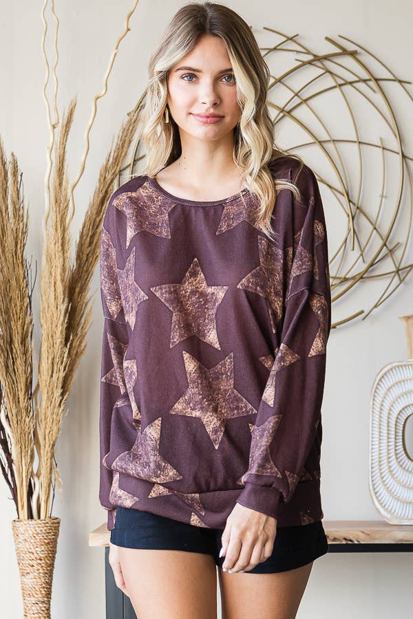 Plus western all over star knit sweatshirt