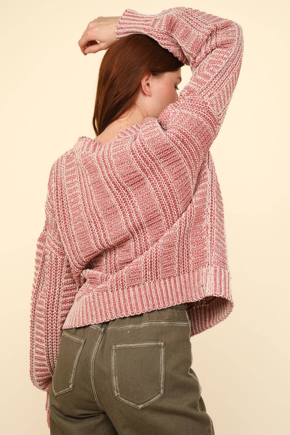 Two Tone Cozy Sweater Knit Top