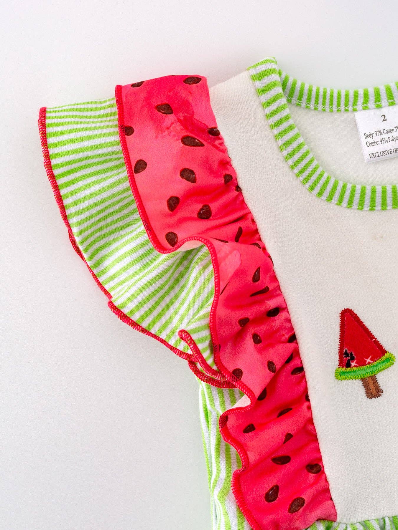 Girls Ice Cream Print Striped Ruffle Dress