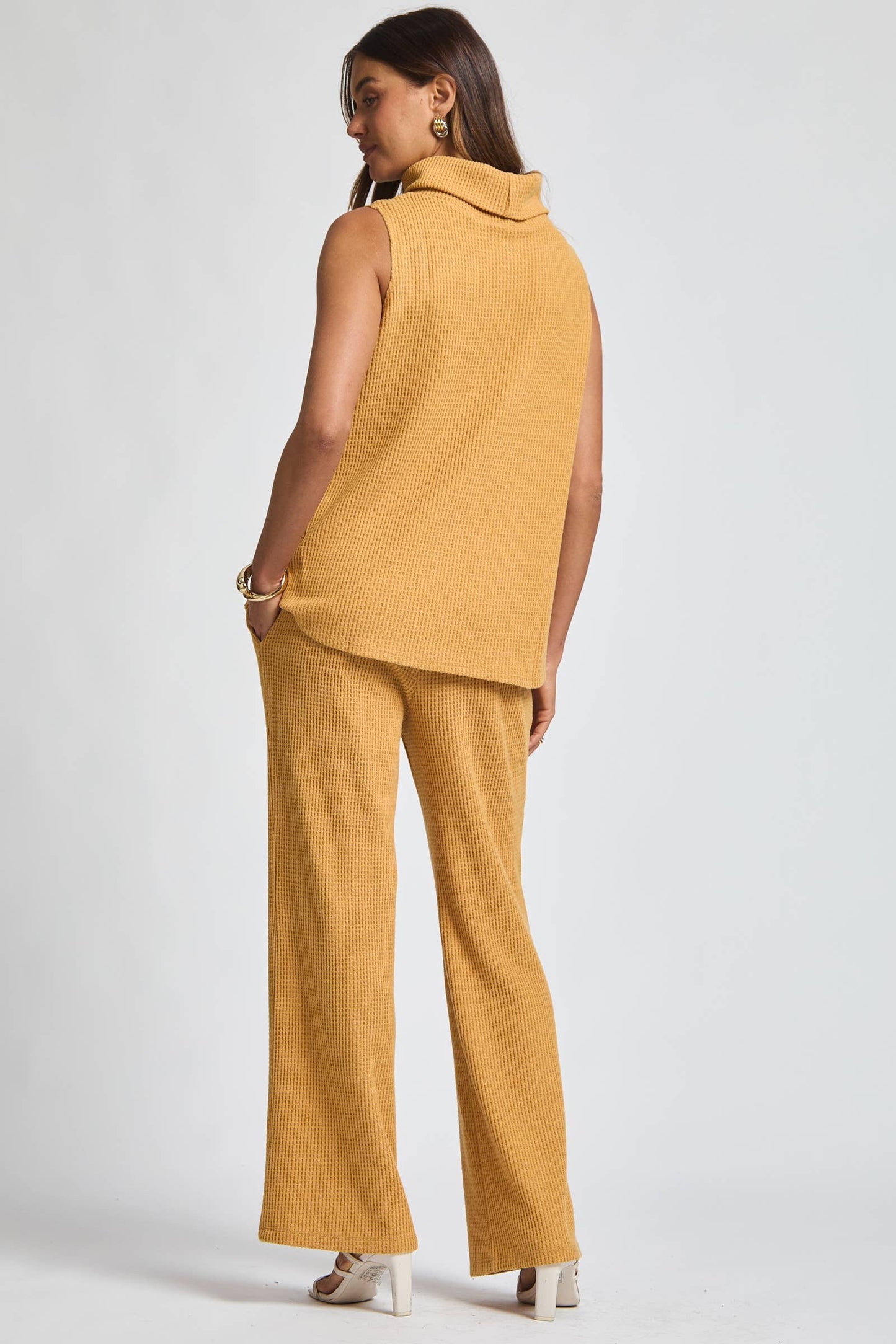 Dear Scarlett - 3 Piece Set Cowl Neck Tank Top + Cardigan + Pants