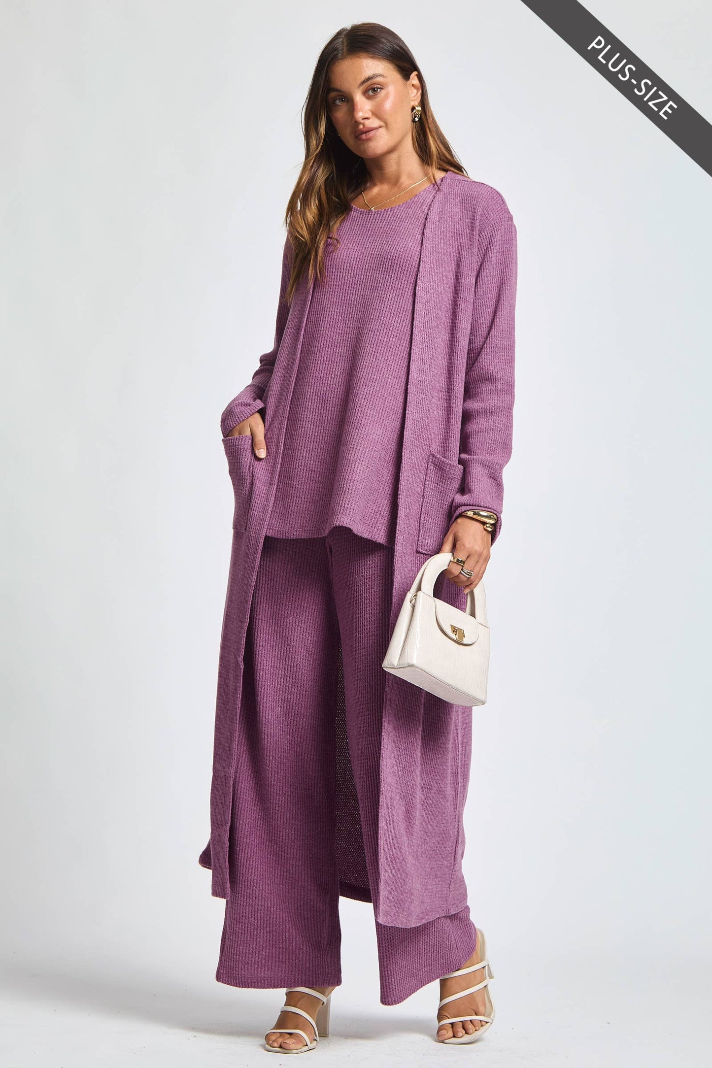 Dear Scarlett - PLUS SIZE Thermal Sleeveless Tank + Cardigan + Relaxed Pants