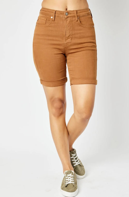 Judy Blue High Waist Garment Dyed Tummy Control Bermuda Shorts 150278 Reg