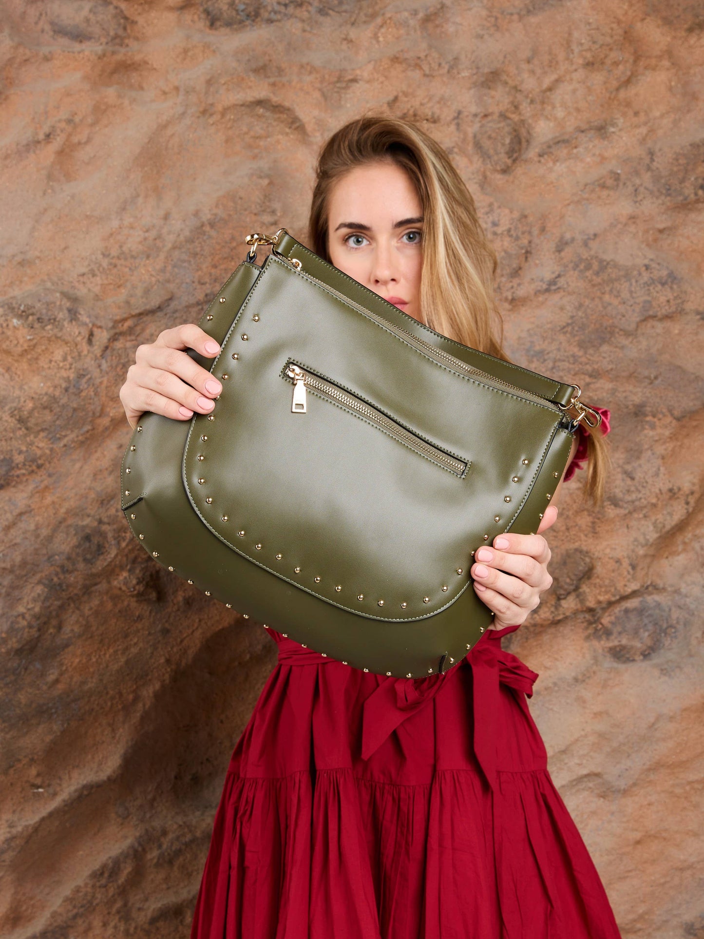 Jen & Co. - Aurelia Studded Hobo Bag – Crossbody Strap | M2630
