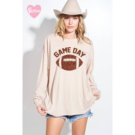 Gameday glitter print oversized Sweatshirt top