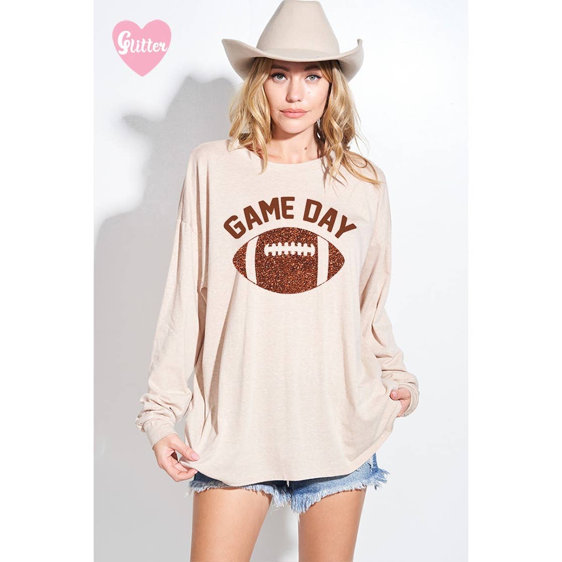 Gameday glitter print oversized Sweatshirt top