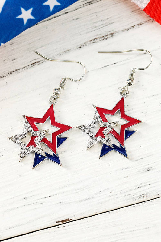 Aapparella - Women American Flag Rhinestone Star Earrings | One size