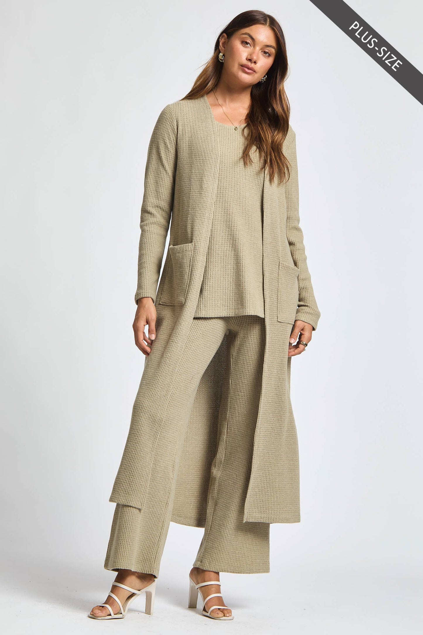 Dear Scarlett - PLUS SIZE Thermal Sleeveless Tank + Cardigan + Relaxed Pants