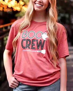 Halloween Graphic Tee - Boo Crew - (Rust)