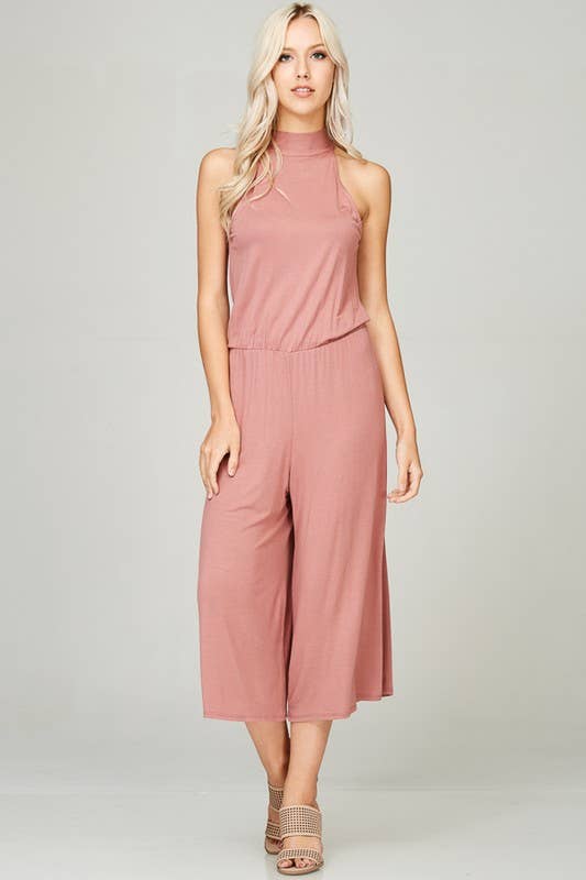 Jersey Halter Midi Jumpsuit