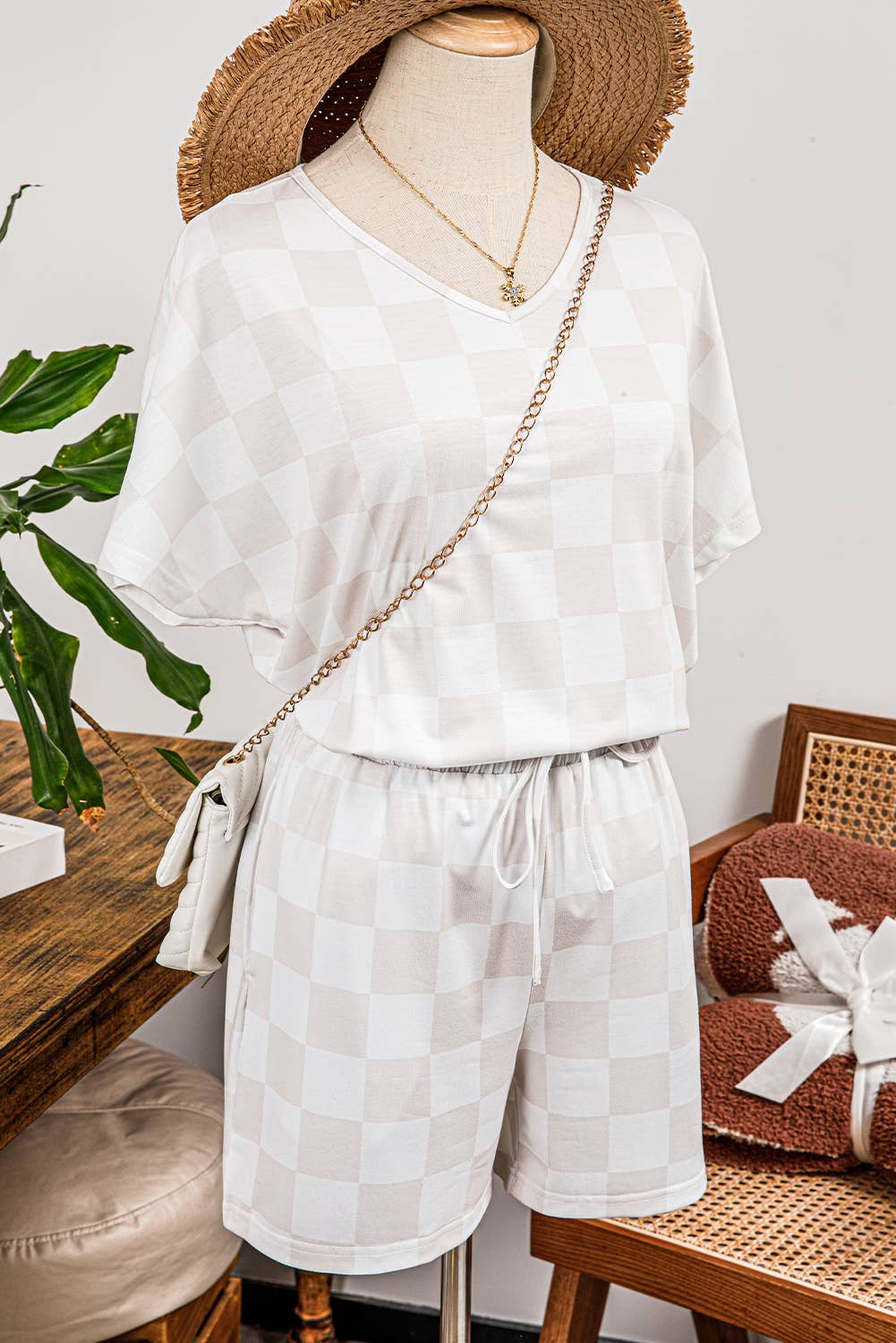 Drawstring Shorts Lounge Set