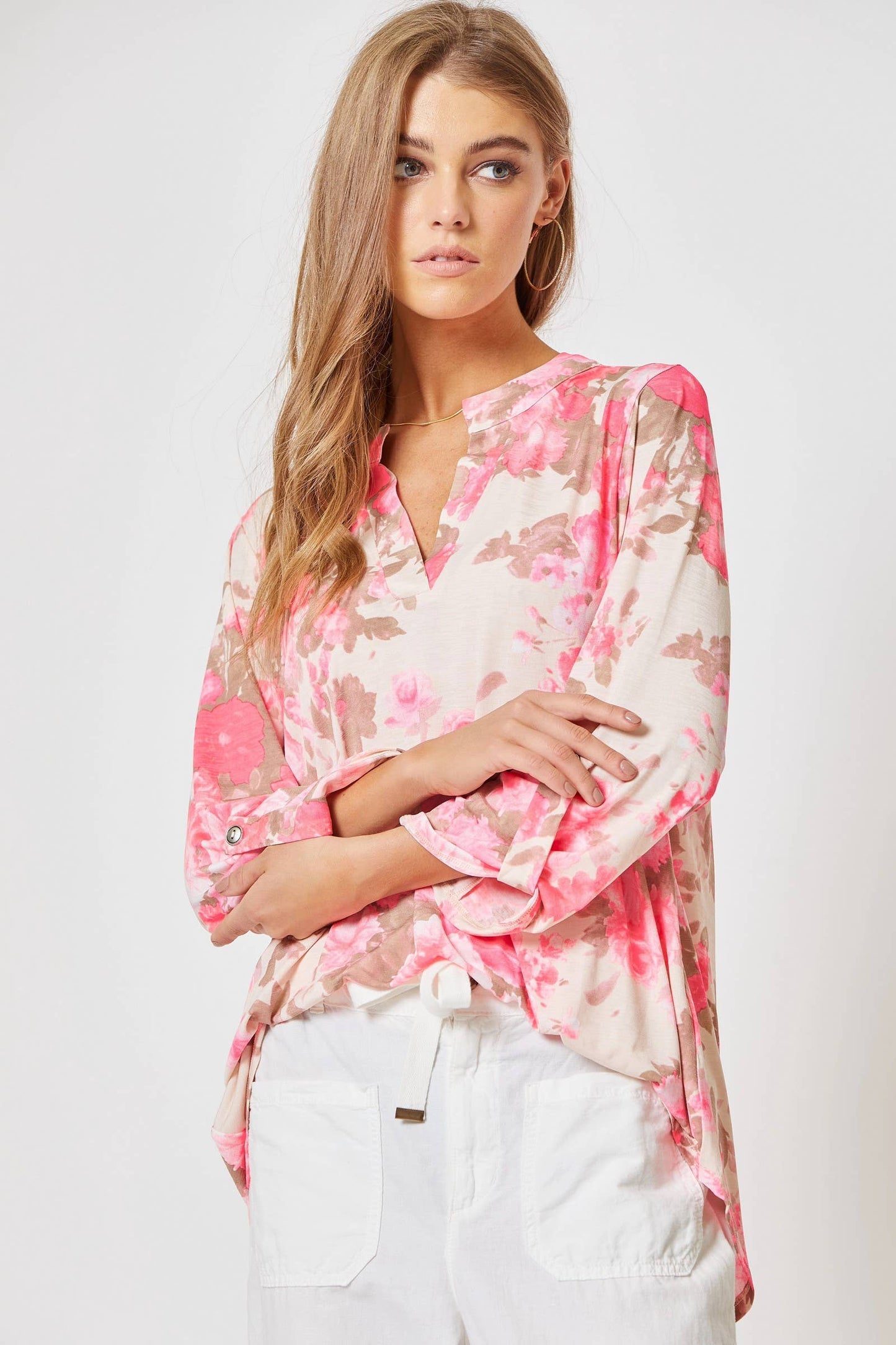 Dear Scarlett - Lizzy 3/4 Floral Wrinkle Free Top