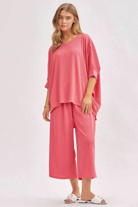 Solid Blouse + Wide Leg Set