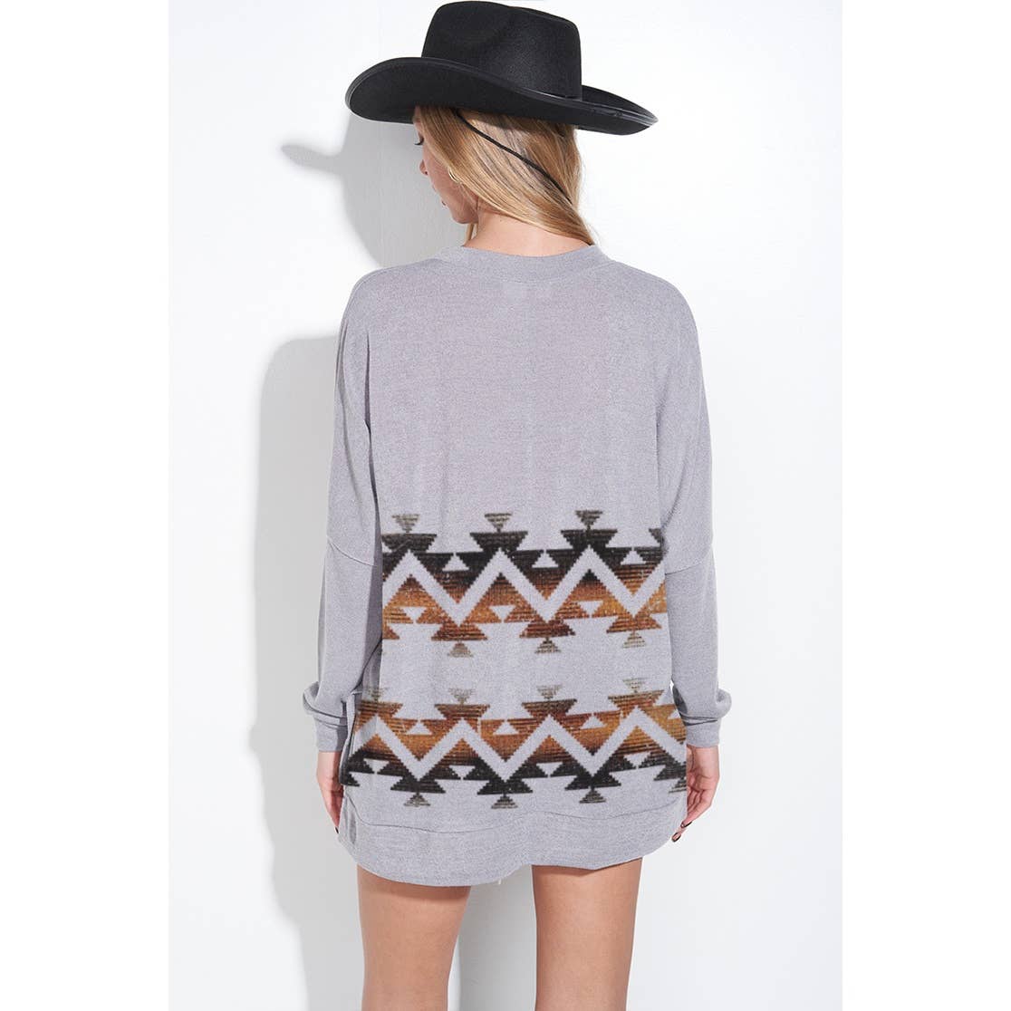 Zig zag print long sleeve knit top