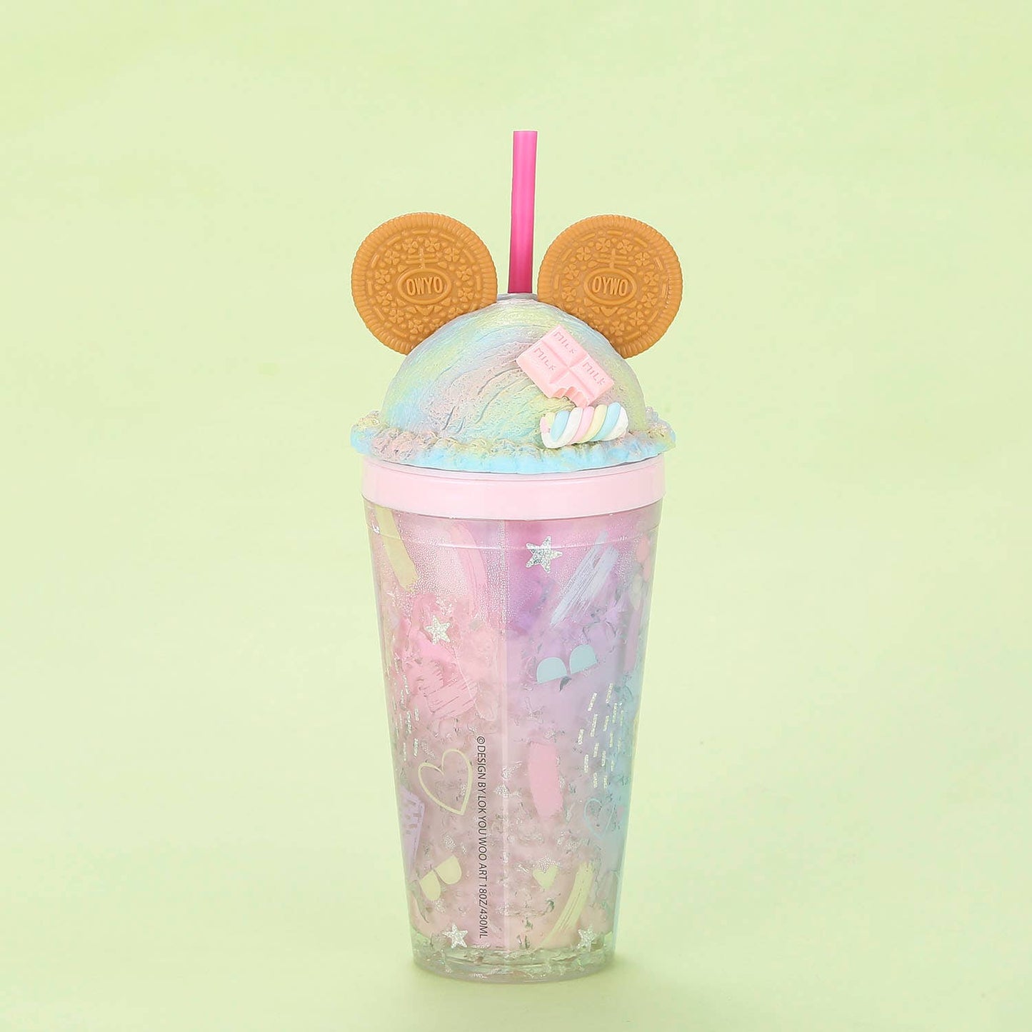 Cookie Mouse Ear Sweets Rainbow Tumbler - 16 Oz: Pink