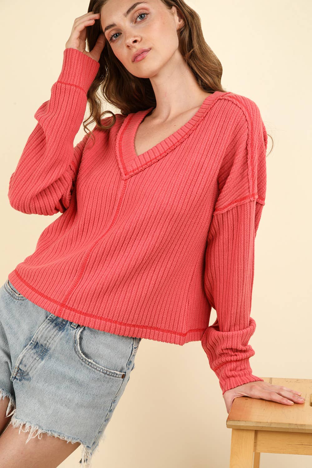 Soft V-Neck Knit Top