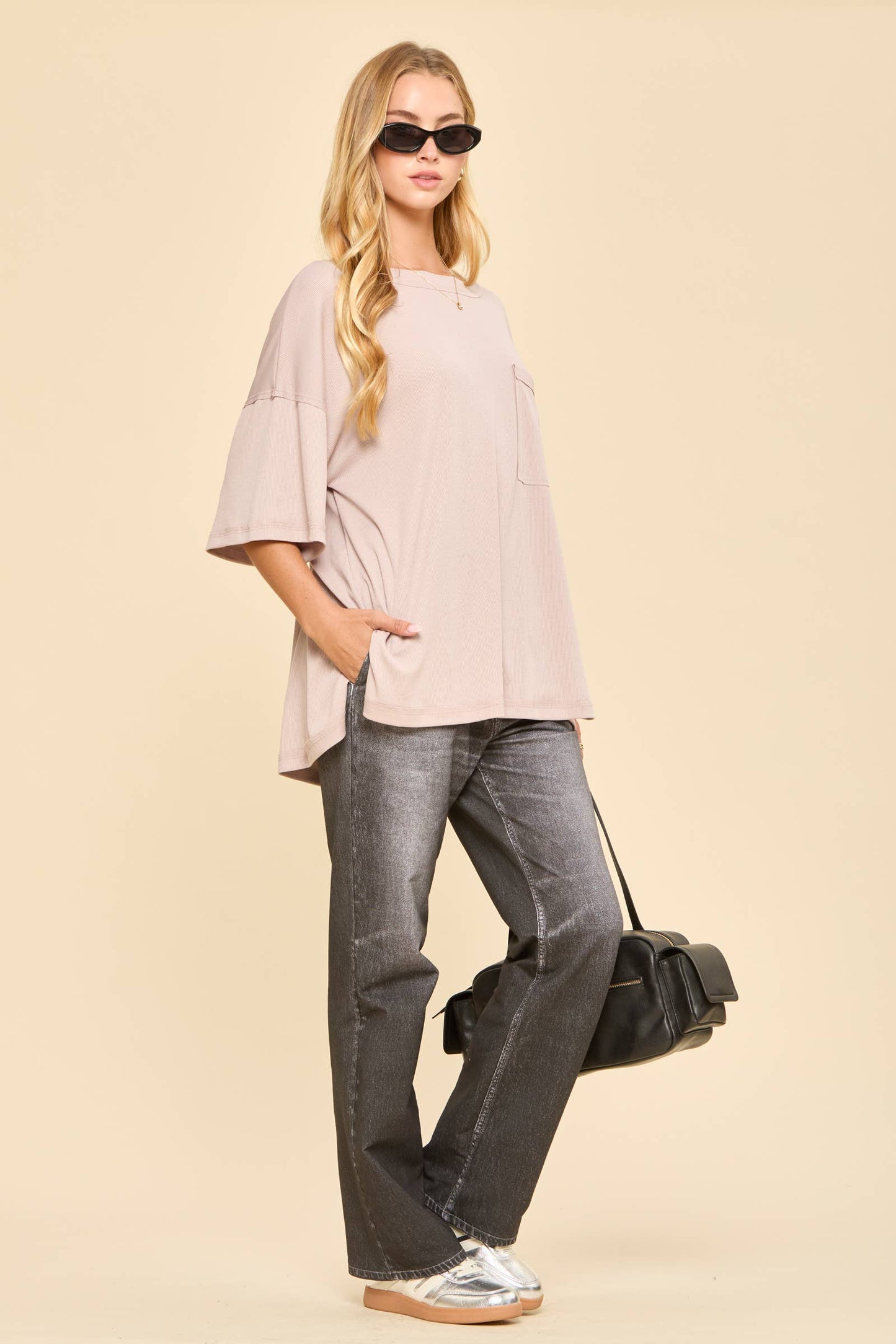 Baby Ribbed Boyfriend Knit Top
