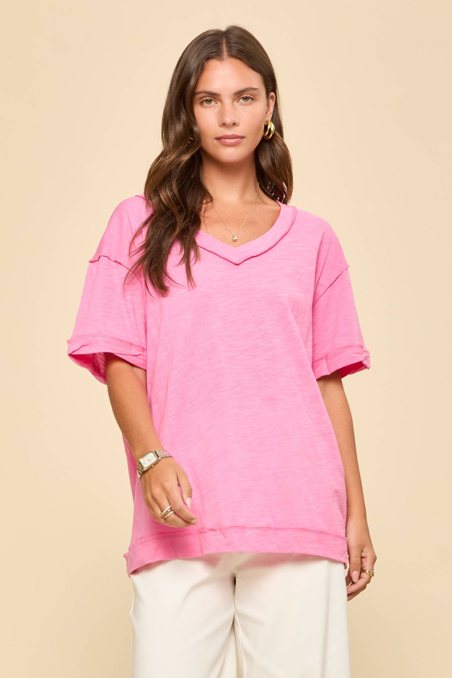 V-Neck Cotton Knit Top