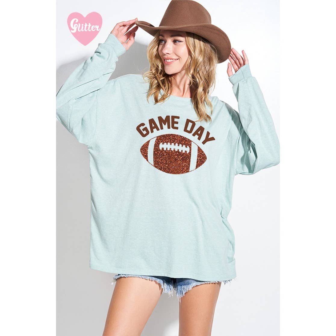 Gameday glitter print oversized Sweatshirt top