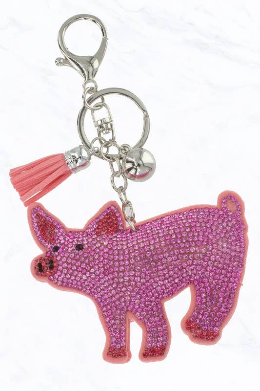 Suzie Q USA - Glittering Crystal Pig Keychain