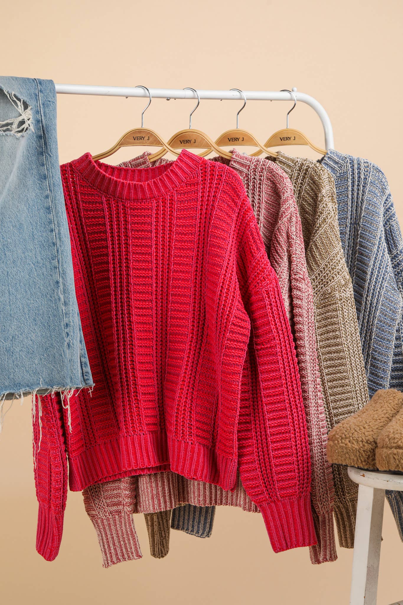 Two Tone Cozy Sweater Knit Top