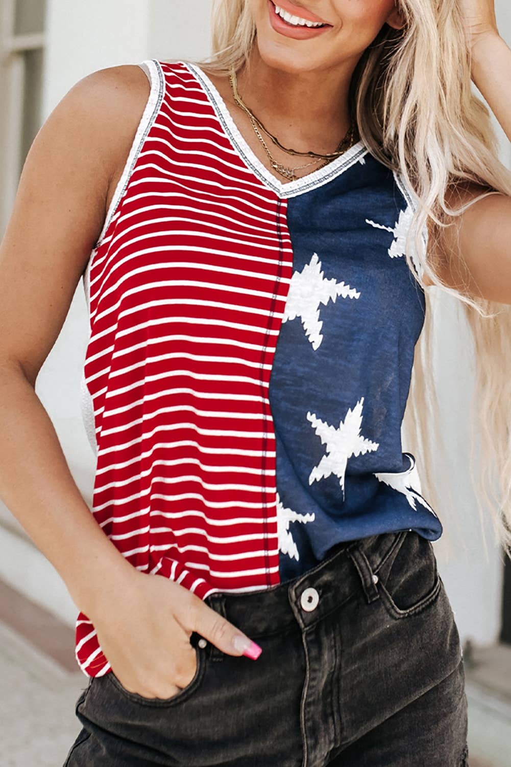 Aapparella - Women American Flag Stars & Stripes Print Tank Top | S-XL