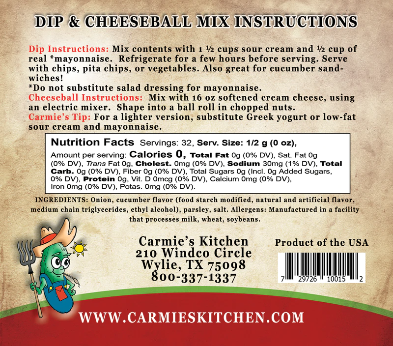 Carmie's Kitchen - Country Cucumber Dip Mix