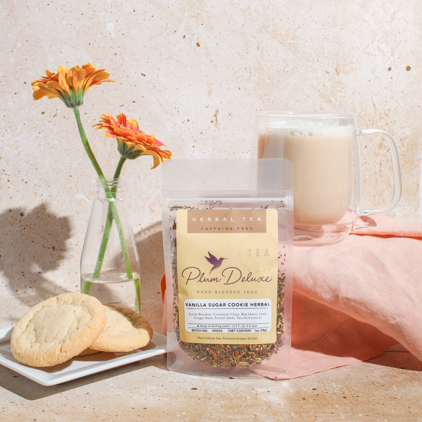 Plum Deluxe Tea - Vanilla Sugar Cookie Herbal Tea - Loose Leaf Dessert Tea