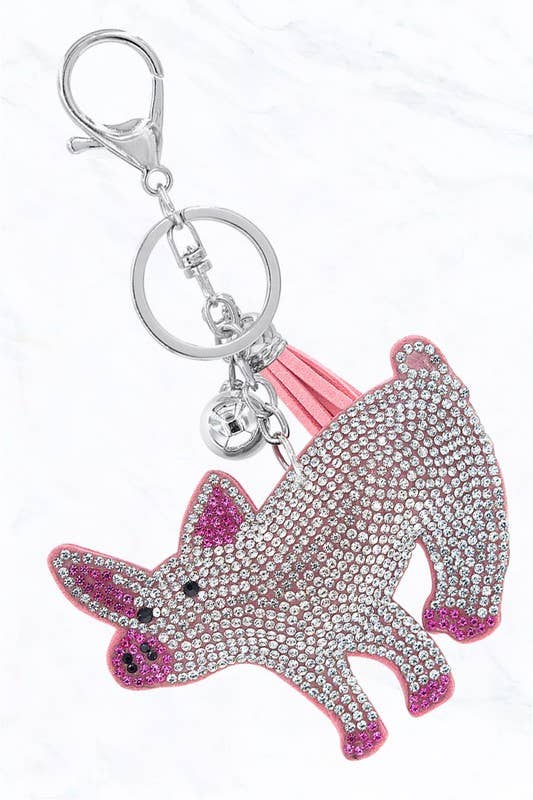 Suzie Q USA - Glittering Crystal Pig Keychain