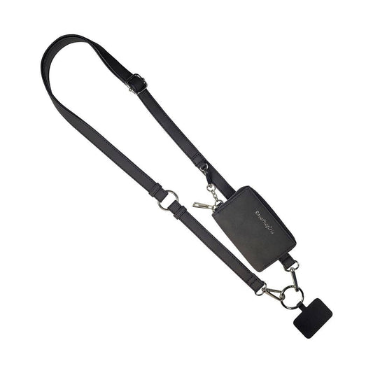 Save The Girls - Clip & Go Strap with Pouch Brushed Vegan Leather Collection: Black - Black Pouch