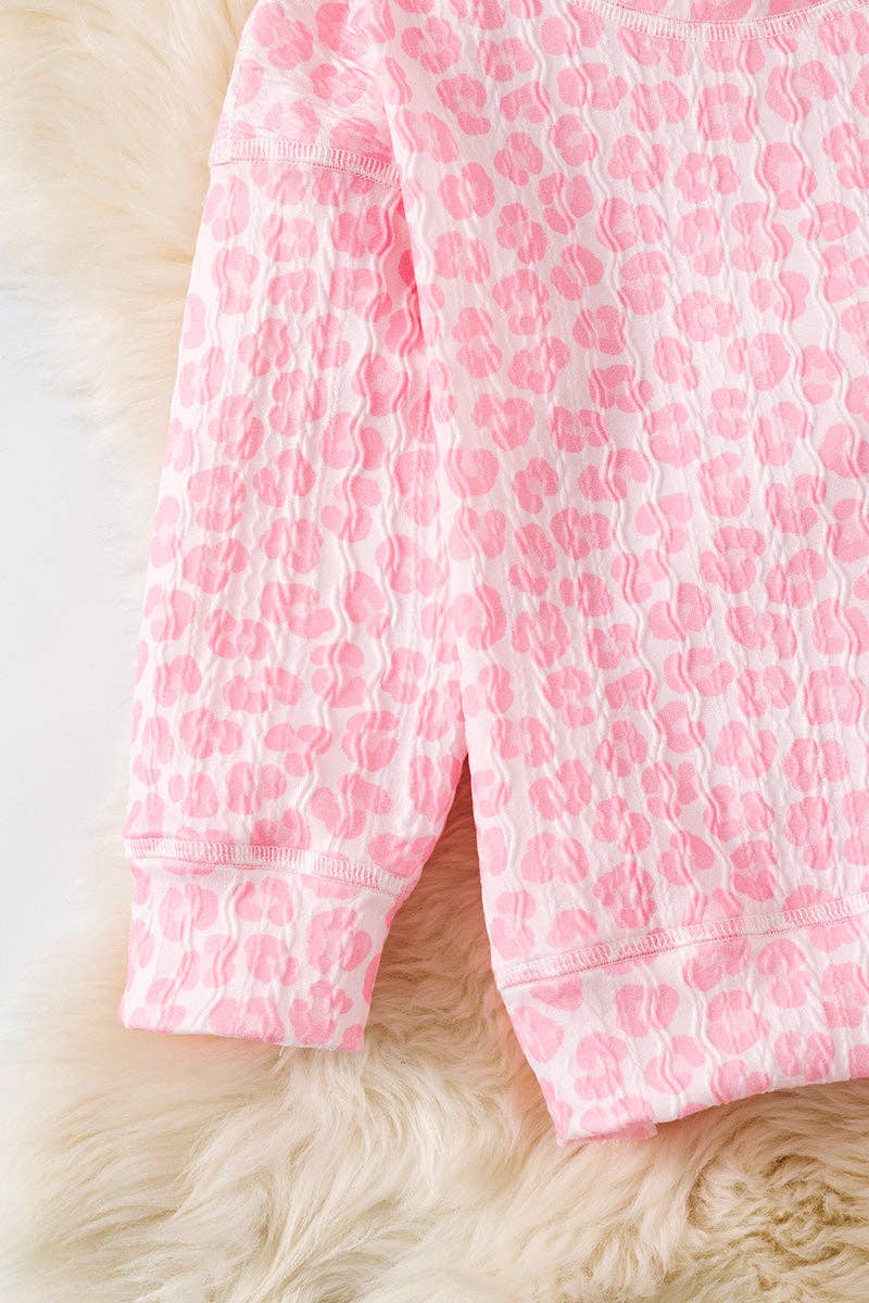 Pink Leopard printed girls 2 piece set.
