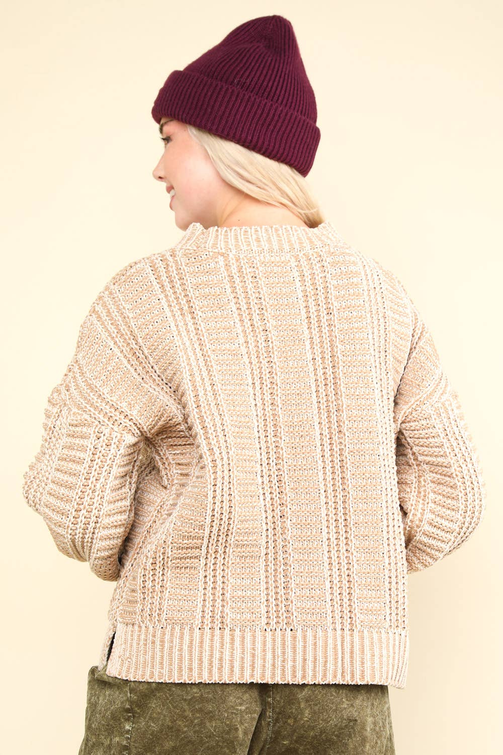 Two Tone Cozy Sweater Knit Top