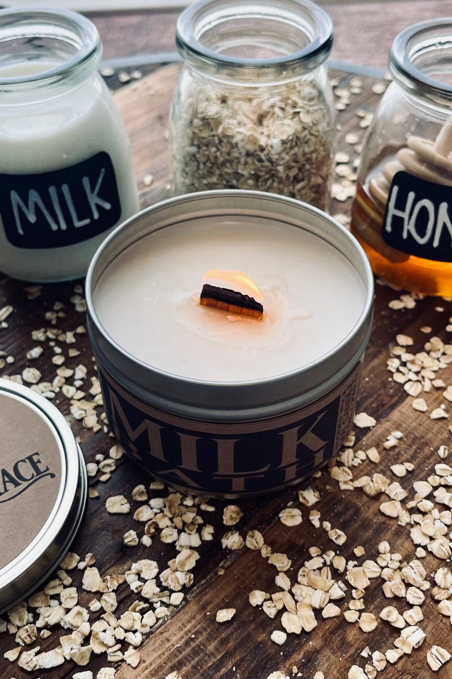 Milk Bath - 8 oz Candle Tin - Wooden Wick