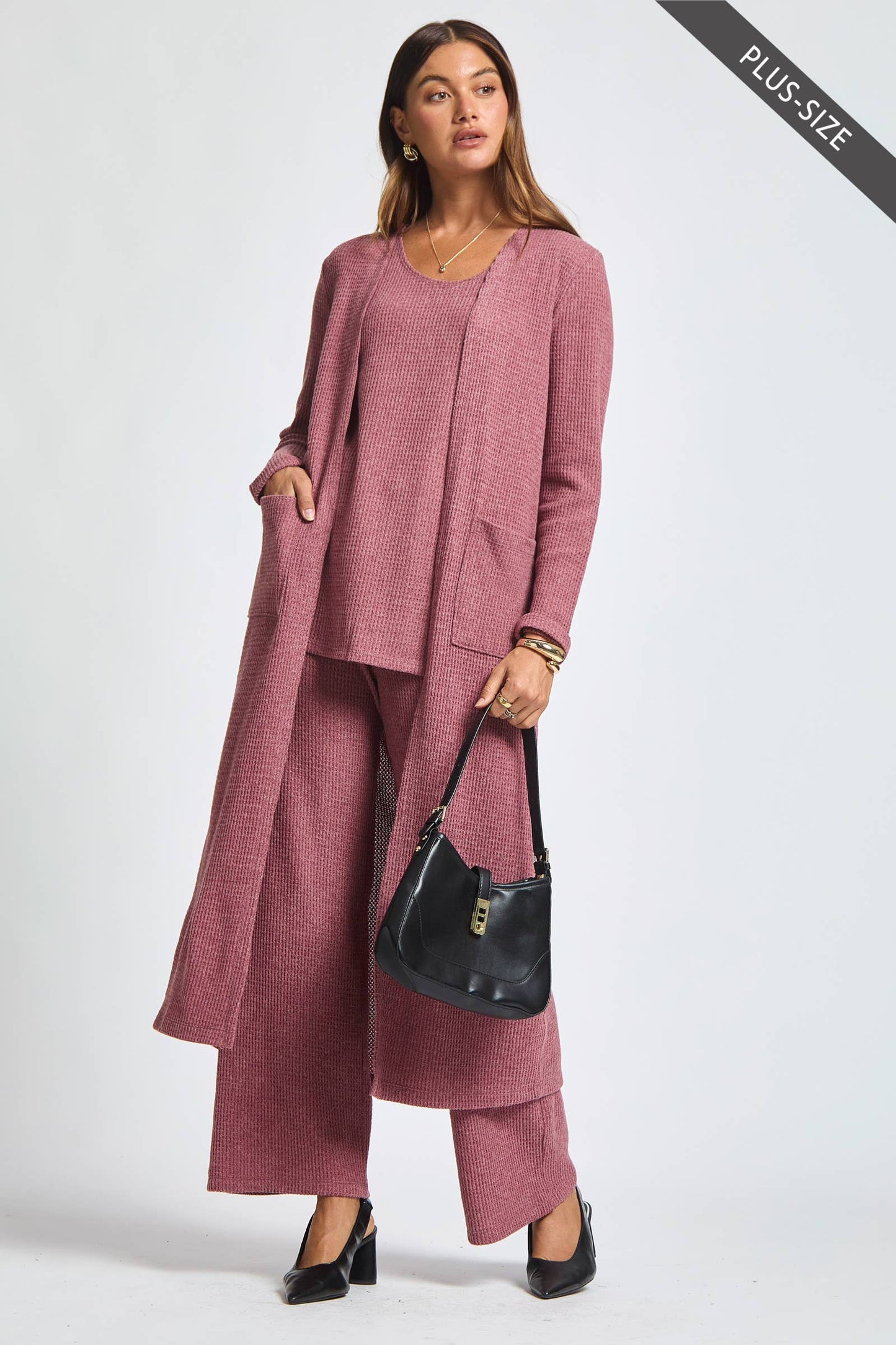 Dear Scarlett - PLUS SIZE Thermal Sleeveless Tank + Cardigan + Relaxed Pants