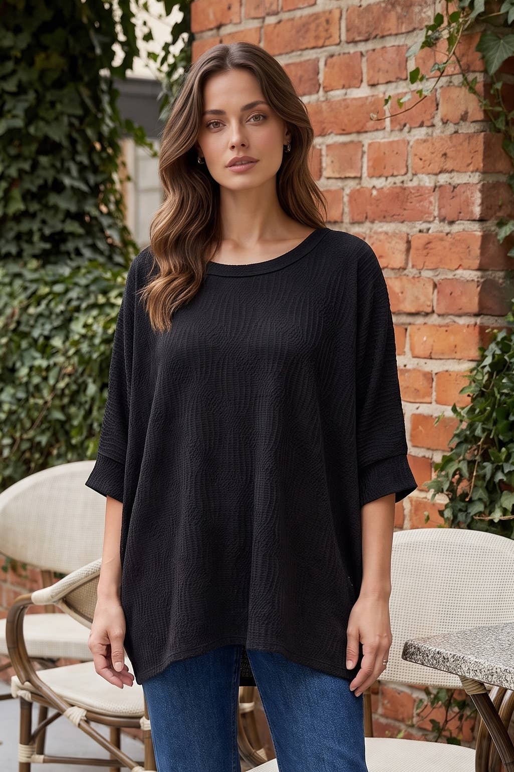 Oversized Crochet Knit Top