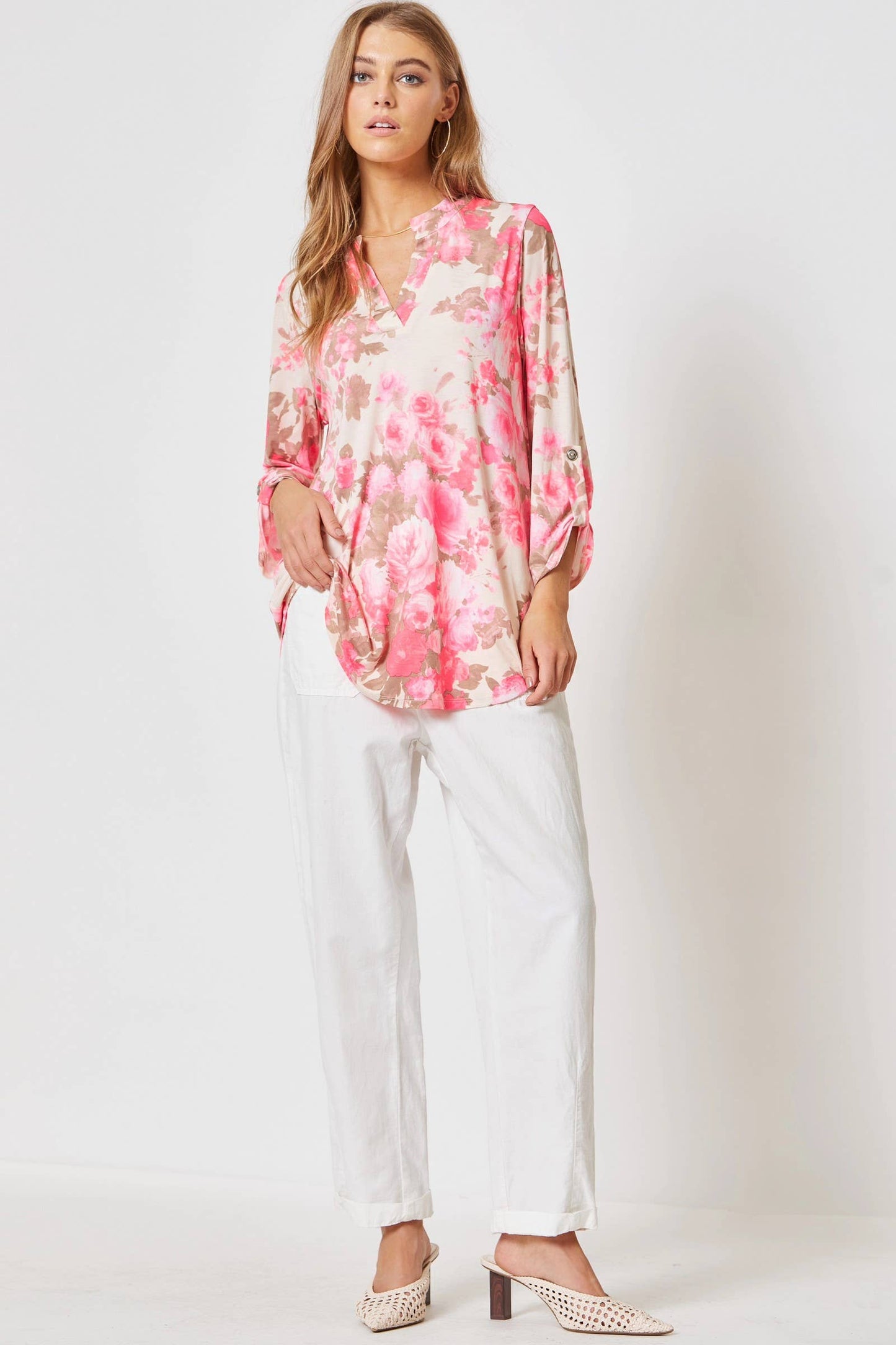 Dear Scarlett - Lizzy 3/4 Floral Wrinkle Free Top