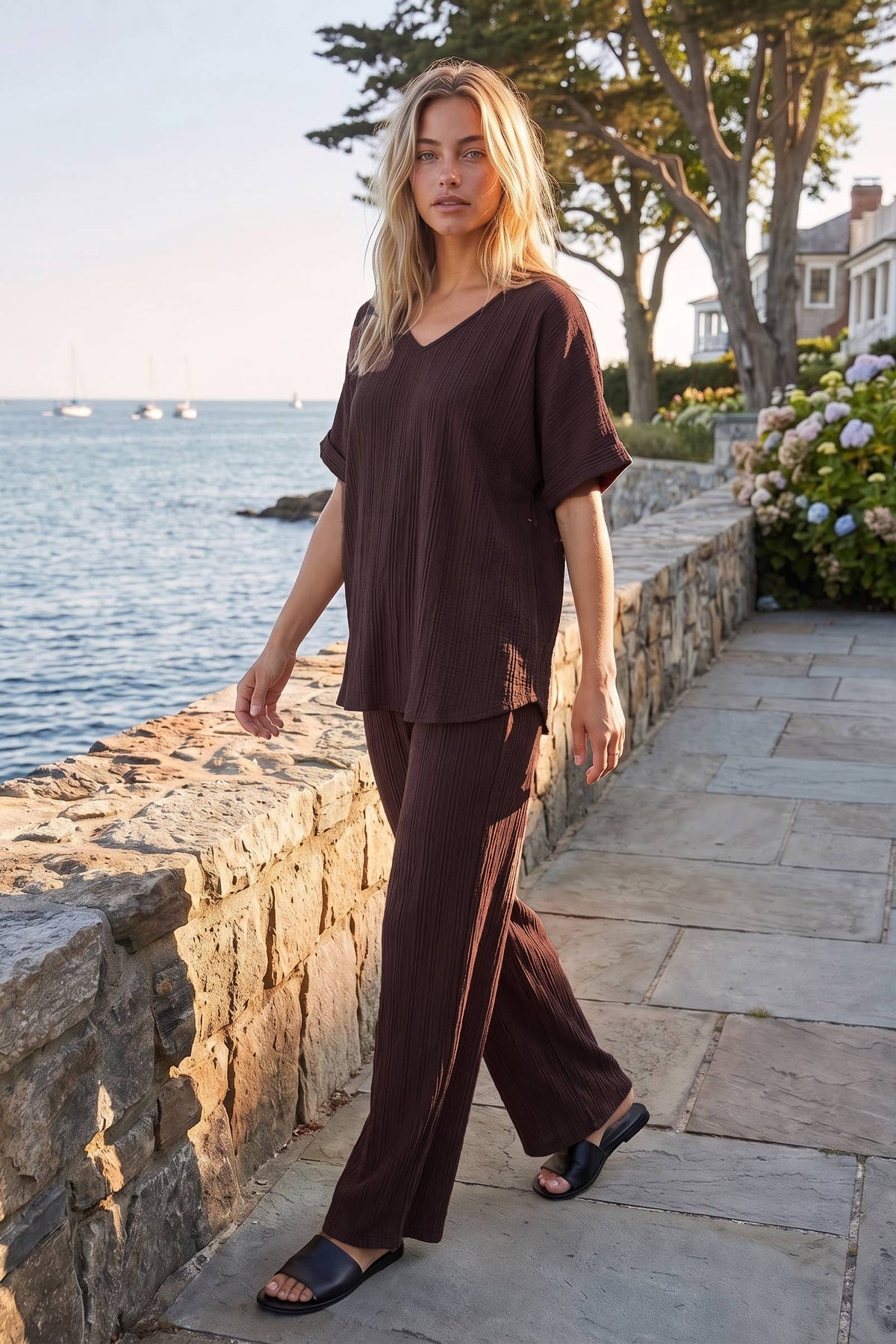 2-Piece Dolman Sleeve Blouse + Relaxed Bottoms