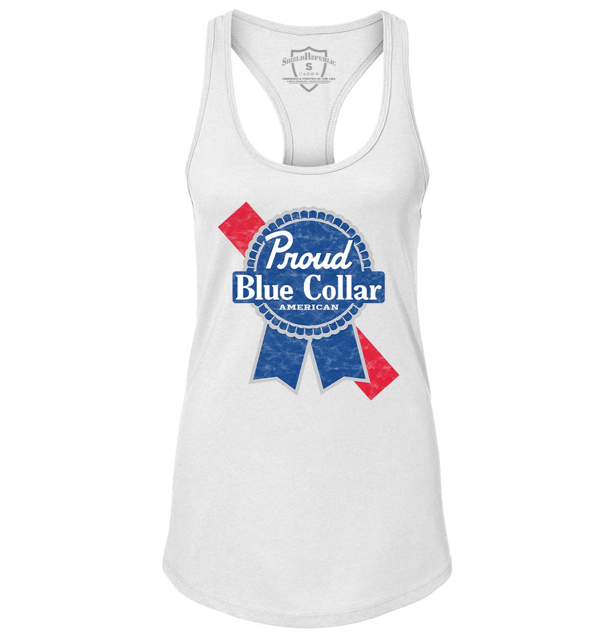 Proud Blue Collar American (Classic): Comfort Colors Pocket Tee / Blue Jean / L