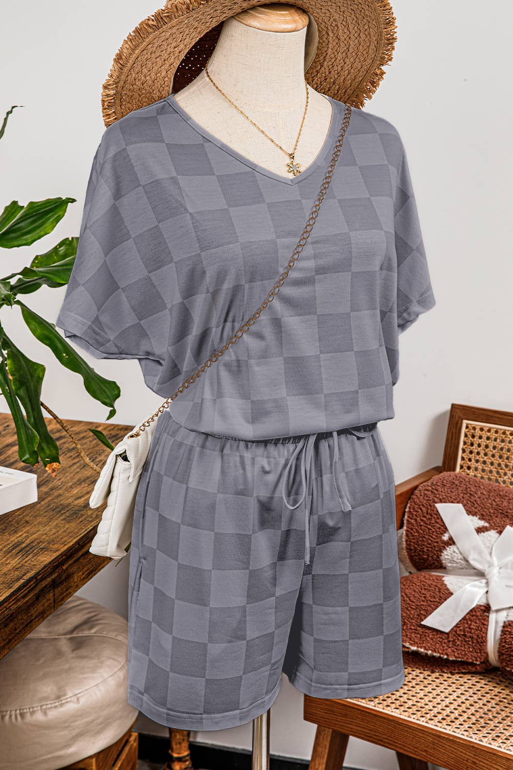 Drawstring Shorts Lounge Set