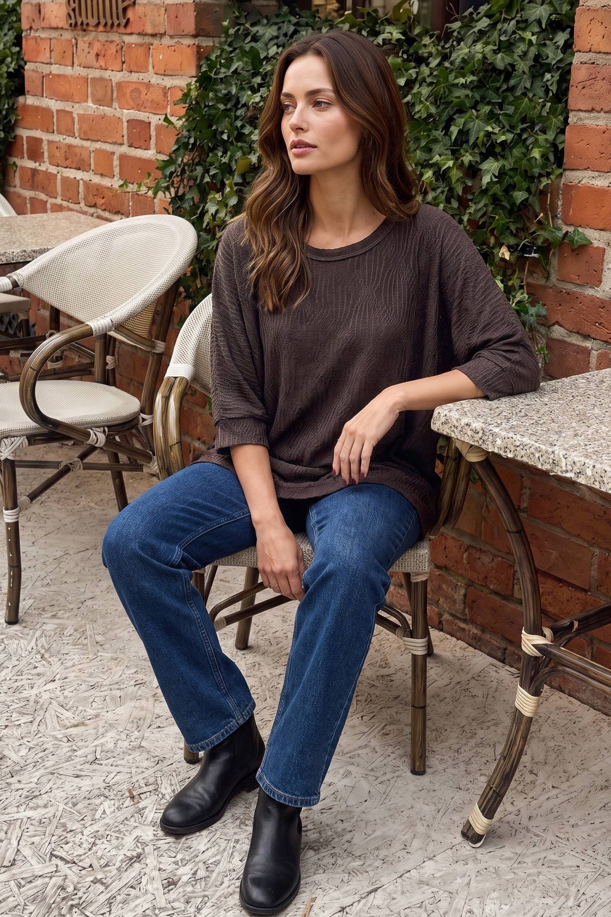 Oversized Crochet Knit Top