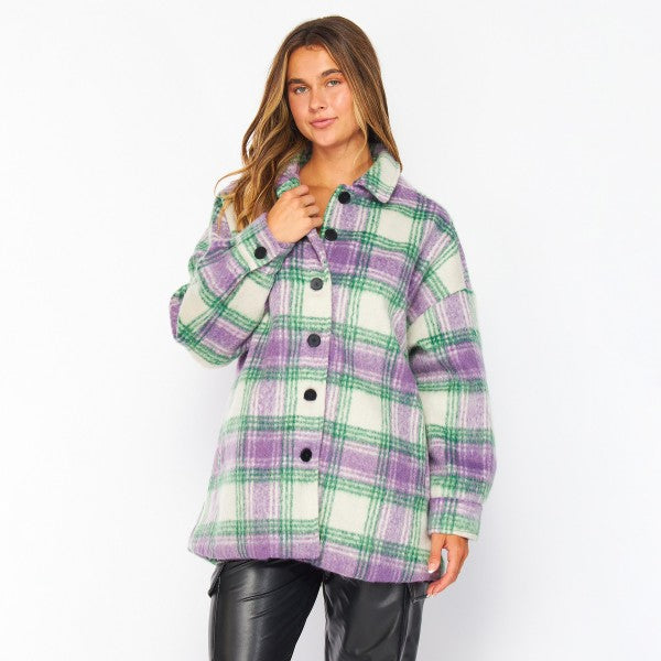 Oversized Heavyweight Faux Wool Plaid Shacket